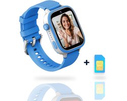AngelTech Ultra GPS Horloge Kind Met Simkaart 4G – SOS knop – Smartwatch Kinderen – Whatsapp - HD Camera en Videobellen – Smartwatch Kind – GPS Tracker Kind – Smartwatch Kids - Elke polsmaat - Blauw