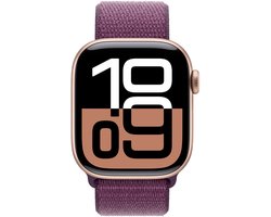 Apple Watch Series 10 - Wifi - 42mm - Rose Gouden Aluminium Case met Plum Geweven Sportbandje