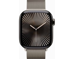 Apple Watch Series 10 - Wifi + 4G - 46mm - Natural Titanium Case met Natural Milanese band - S/M