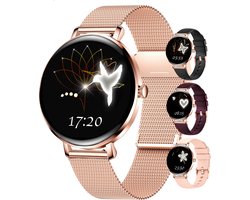 Bizoule Amor Smartwatch Dames - Rosé-Goud - AMOLED - Horloge met Belfunctie - Stappenteller - Hartslagmeter - Slaapmonitor - Multisport - Geschikt voor Android en iOS