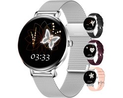 Bizoule Amor Smartwatch Dames - Zilver - AMOLED - Horloge met Belfunctie - Stappenteller - Hartslagmeter - Slaapmonitor - Multisport - Geschikt voor Android en iOS