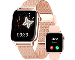 Bizoule Smartwatch Beso - Smartwatch Dames & Heren - Rosé-Goud - 40mm - Horloge met Belfunctie - AMOLED Full HD - Bloeddrukmeter - Stappenteller - Android en iOS