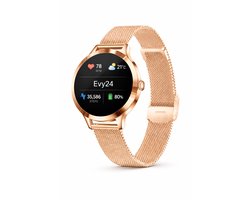 Evy24 Smartwatch Amoled - Smartwatch Dames - Horloge Dames - Stappenteller - Slaapmonitor - Saturatiemeter - Geschikt voor Andriod en iOS - Rosé Goud