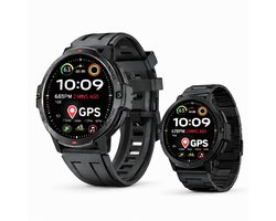Evy24 Smartwatch GPS L1 - Outdoor Sporthorloge - Smartwatch Heren - Waterdicht - GPS - 48mm - Notificaties - Sport Horloge - 2 Bandjes - IOS & Android - Zwart