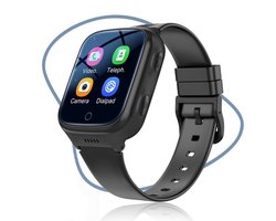 ISHIVA® GPS Horloge Kind geschikt voor Simkaart (4G GPS)–Smartwatch Kinderen met HD-camera & Videobellen - Kinder Smartwatch -1000 mAh Long Battery–IP65 Waterdicht–SOS Knop–School Mode-Veilige Zones-GPS Tracker–2 Jaar Garantie–Zwart