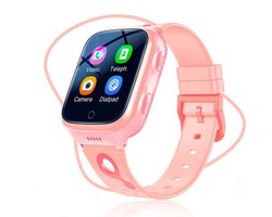 ISHIVA® GPS Horloge Kind met Met Simkaart (4G GPS)–Smartwatch Kinderen met HD-camera & Videobellen - Kinder Smartwatch - 1000 mAh Long Battery–IP65 Waterdicht–SOS Knop–School Mode-Veilige Zones(Digitale Hek-Geofence)-GPS Tracker–2 Jaar Garantie–Roze