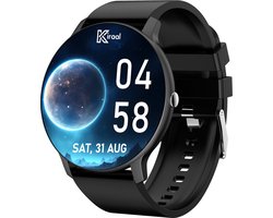 Kiraal Fit 5 - Smartwatch dames - Smartwatch Heren - Stappenteller - Full Screen - Fitness Tracker - Activity Tracker - Smartwatch Android & IOS - Zwart