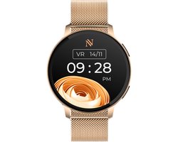Nuvance Smartwatch Dames - Incl. RVS & Siliconen Bandje - Meet Sport & Slaap & Lichaam - Rosé Goud