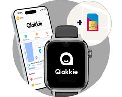 Qlokkie Kiddo Explore - GPS horloge kind - Smartwatch kinderen - GPS tracker kind met nauwkeurige locatiebepaling - GPS horloge kind met simkaart - Stel veilige zones in - SOS functie - Whatsapp - Zwart