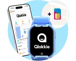 Qlokkie Kiddo Lite - GPS horloge kind - Smartwatch kinderen - GPS tracker kind met nauwkeurige locatiebepaling - GPS horloge kind met simkaart - Stel veilige zones in - SOS functie - Blauw