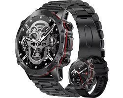 Royal Empire AK56 Smartwatch - Smartwatch Heren - Stappenteller - Bloeddrukmeter - Hartslagmeter - Slaapmonitor - Multisport - RVS & TPU bandje - 47MM - Geschikt voor alle Smartphones - Zwart