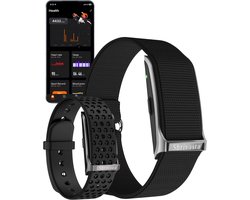 Shrivasta Activity Tracker Dames & Heren Zwart- Sportarmband met Hartslagmeter - Zuurstofmeter (SpO2) - Bloeddrukmeter – Stappenteller & Slaaptracker – menstruatiecyclus - incl. 2 Armbanden (Nylon & Siliconen)