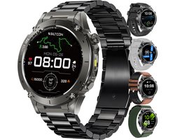 Siltcon® Vortex GPS Smartwatch Heren en Dames - Sport Horloge - Horloge Heren - Stappenteller - Hartslagmeter - Saturatiemeter - Bloeddruk - Belfunctie - 200+ Sportmodi - Kompas - Zaklamp - Waterdicht - AMOLED - Geschikt voor iOS/Android - 5 Bandjes
