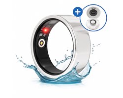 SyncGear Smart Ring - Slimme Ring voor Heren & Dames Met Oplaadcase – Stappenteller - Activity Tracker - SpO2 - Zonder Abonnementskosten - IP68 Waterdicht - Nederlandse App - Maat 12 (Europese Maat 68) - Kleur: Zilver