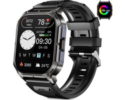 Sytifro Smartwatch D28 - Horloge Heren - 1.46'' Display - Smartwatch Heren en Dames - Belfunctie - IP68 Waterdicht - 120+ sportmodi - Stappenteller - Hartslagmeter - Saturatiemeter - Sport Horloge - Geschikt voor iOS/Android- 350 mAh - Zwart