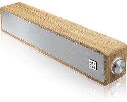Bedrade USB PC Soundbar met Houten Behuizing en LED Volume Regeling - Compatibel met 3.5mm AUX