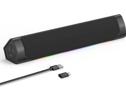 Bluetooth Gaming Luidspreker met 3D Surround Stereo en LED Lampjes - USB Computer Soundbar voor Desktop, Laptop en Smartphones