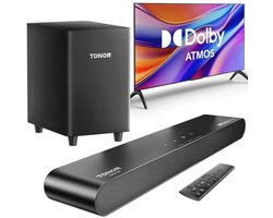Bluetooth soundbar met Dolby Atmos en subwoofer – 5.3 soundbar voor tv en pc, thuisbioscoop geluidssysteem met 3 EQ-modi