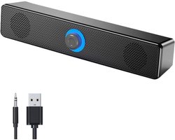 Computerspeaker – 3D surround sound – Stereo subwoofer – 2 stuks – Voor laptop en tv – Zwart