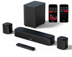 DeXem - soundbar - HiFi set - ULTIMEA 250W 5.1 Soundbar voor tv-thuisbioscoop virtueel surround sound-systeem met app-bediening - subwoofer en 2 surround-luidsprekers - home cinema set -