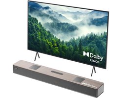 Dolby Atmos Houten Soundbar met Geïntegreerde Dubbele Subwoofer voor Smart TV - 400W Surround Sound Systeem