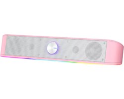 ElevateCommerce - Redragon GS560 RGB Soundbar 2.0 PC Speaker – 4W Stereo Desktop Luidspreker met Dynamische RGB Verlichting – USB & AUX voor Gaming PC en Laptop – Roze