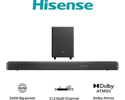 Hisense AX3120G soundbar luidspreker Zwart 3.1.2 kanalen 360 W