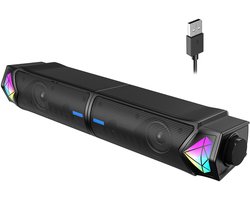 longziming -Soundbar - Bluetooth Luidspreker - 3D-Paneelvorm Met RGB-Verlichting En Afneembare Design - 1 - Voor Bureau/Thuisgebruik Zwart