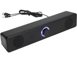 Luidspreker - USB Soundbar - Bedrade Regelaar - Voor Computer - Stereo Geluid - Voor Werk & Spel - Bluetooth - Zwart - Lang Formaat - 1 Stuk - 26.5 x 5.5 x 6cm