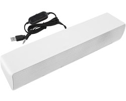 Portable Soundbar, Stereo Soundbar with USB Cable Music Player, Bass Surround Soundbox with 3.5mm Audio Plug for PC, Mobile Phones, Desktop, Laptop, TV, Tablet MP3, MP4 (White)