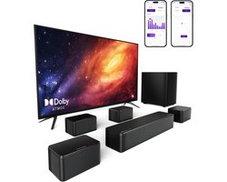 SnelShoppen - 7.1 Soundbar voor TV met Dolby Atmos, Surround Sound System 460W, Draadloze Subwoofer, 4 Bekabelde Surround Speakers, App-Bediening, Hom