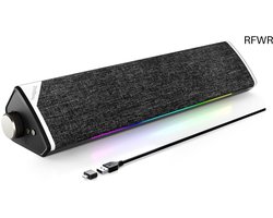 SOULION R60 PC Speaker USB Bluetooth 5.3 Soundbar for Computer, Laptop, Gaming, Monitor, USB Powered, with 3.5mm Jack, Fashion Fabric Design