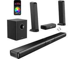 Soundbar - 5.1 - Soundbar met Subwoofer - Soundbar voor TV - Bluetooth - App Control - met RGB Verlichting - 320W Geluidssysteem - Zwart