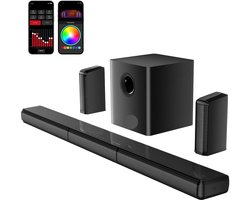 Soundbar - 7.1ch - Soundbar met Subwoofer - 3-in-1 - 410W - Soundbar voor TV - Bluetooth - Afneembare - Zwart