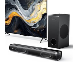 Soundbar met subwoofer voor tv, pc en gaming - 2.1-kanaals geluidsysteem met diepe bas en verbeterde geluidskwaliteit