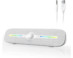 Soundbar Pc - Bekabelde en Draadloze Pc -Luidspreker - USB Mini Soundbar - Wit