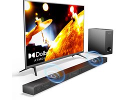 Soundbar - Soundbar voor TV - Luidsprekers - 2 Omhoo Gerichte Drivers - 50Hz-20KHz - 390W - Luidsprekerkabels - Dolby AtmosSpeaker - Zwart