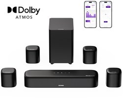 ULTIMEA 7.1 Soundbar met Dolby Atmos – Inclusief Subwoofer en 4 Surround Speakers – Home Cinema Systeem voor TV - Zwart