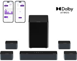 ULTIMEA - 7.1 Soundbar met Dolby Atmos - Surround Sound System voor TV met draadloze subwoofer - Poseidon D80 Boom