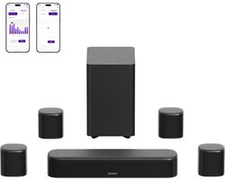 ULTIMEA Aura S4T 7.1-kanaals tv-soundbar met 4 surroundluidsprekers, surround sound-systeem met subwoofer, zwart