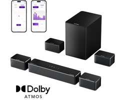 ULTIMEA Poseidon D80 Boom – 7.1 Dolby Atmos TV Soundbar, 500W, 6,5" subwoofer, app-bediening, home cinema-systeem