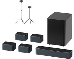 Ultimea Poseidon D80 Boom 7.1 Soundbar + 1 paar * Steady 300 luidsprekerstandaards, Dolby Atmos, 500 W piekvermogen, APP-bediening, 10-bands equalizerinstellingen, 121 vooraf ingestelde EQ-matrices, Bluetooth 5.3