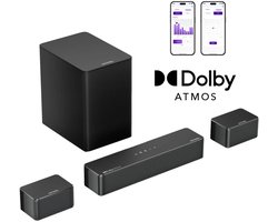 ULTIMEA Poseidon M4T Home Theater System: 5.1-kanaals Dolby Atmos-soundbar met draadloze subwoofer en 2 surround-luidsprekers