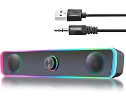 USB Gaming Soundbar met RGB Lichten en Bluetooth Verbinding voor PC en Laptop