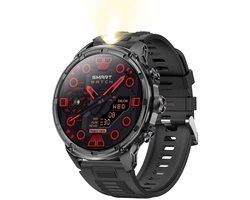 1,85 inch ronde smartwatch heren met telefoonfunctie, 710 mAh batterij, 5 ATM waterdicht fitnesshorloge met zaklamp, stappenteller SpO2, 123 sportmodi, geschikt voor Android iOS