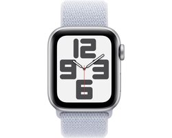 Apple Watch SE 2024 GPS + Cellular 44mm Silver Aluminium Case with Blue Cloud Sport Loop
