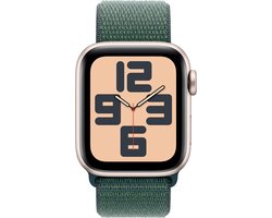 Apple Watch SE 2024 - Smartwatch - GPS + Cellular - 44mm - Starlight Aluminium Case - Lake Green Sport Loop