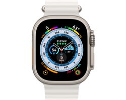 Apple Watch Ultra - 4G/LTE - 49mm - Titanium kast - Wit Ocean bandje