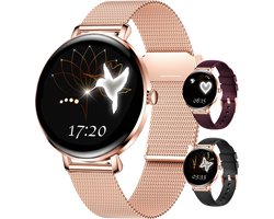 Bizoule Amor Smartwatch Dames - Rosé-Goud - AMOLED - Horloge met Belfunctie - Stappenteller - Hartslagmeter - Slaapmonitor - Multisport - Geschikt voor Android en iOS