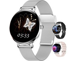 Bizoule Amor Smartwatch Dames - Zilver - AMOLED - Horloge met Belfunctie - Stappenteller - Hartslagmeter - Slaapmonitor - Multisport - Geschikt voor Android en iOS
